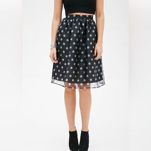 Forever 21 Black and White Tulle Polka Dot Skirt-Size Small